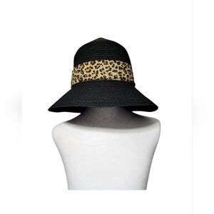Kallina Ladies Summer Hat Black & Cheetah Print